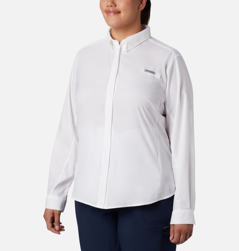 Camasa Columbia PFG Tamiami II Long Sleeve Dama Albi | Plus Size WCQ9ZM701